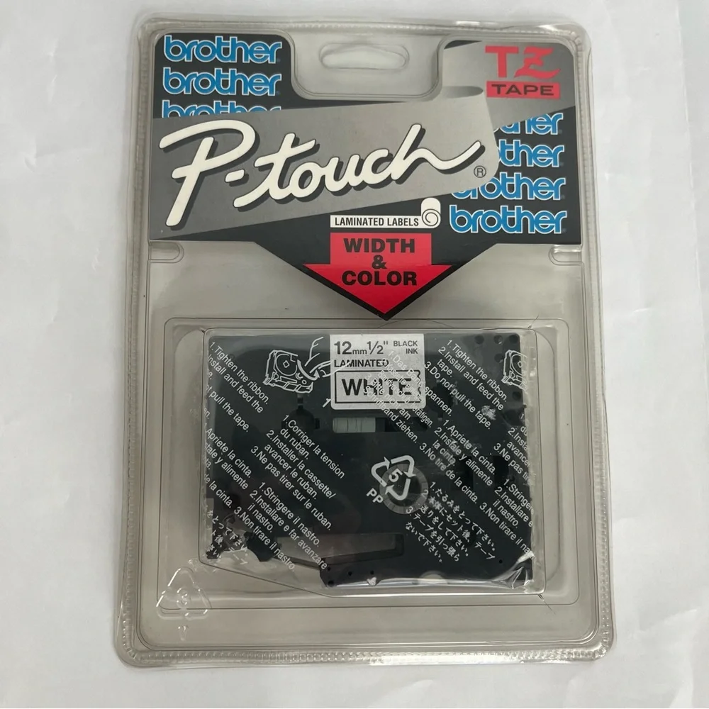 Brother Laminated Label Tape in Black and White